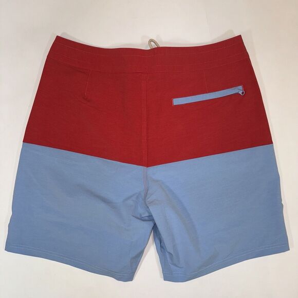 NWT Fair Harbor Jupiter Red Blue Board Shorts Swim Trunks Unlined 33"x 8" - Picture 2 of 6